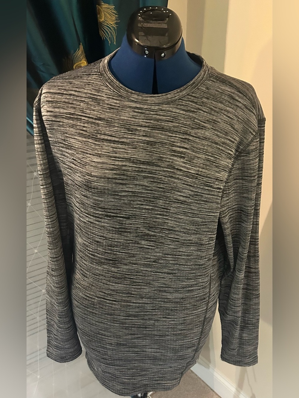 RBX Men's Space-Dye Crew Neck Long Sleeve - Gray SIZE XL
